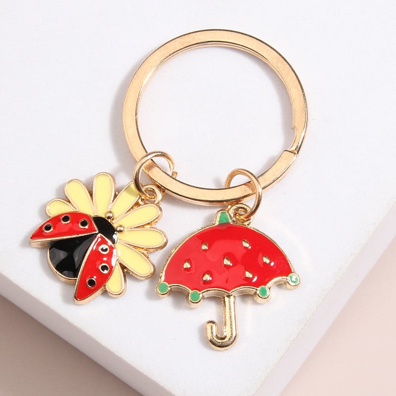 Breloc email cu desene animate Umbrelă de pisică Libelulă Floare Buburuză Breloc Animal Breloc pentru femei Fete Bijuterii lucrate manual Cadouri