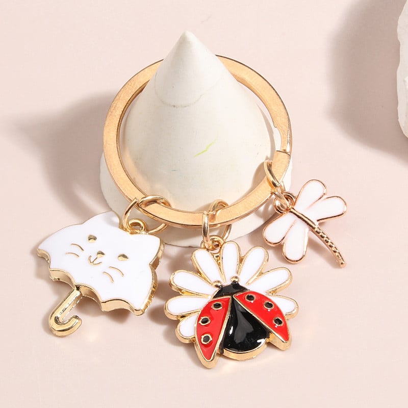 Breloc email cu desene animate Umbrelă de pisică Libelulă Floare Buburuză Breloc Animal Breloc pentru femei Fete Bijuterii lucrate manual Cadouri