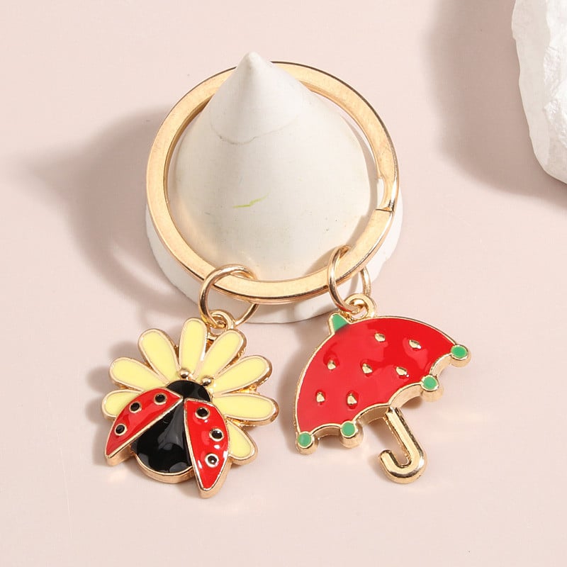 Breloc email cu desene animate Umbrelă de pisică Libelulă Floare Buburuză Breloc Animal Breloc pentru femei Fete Bijuterii lucrate manual Cadouri