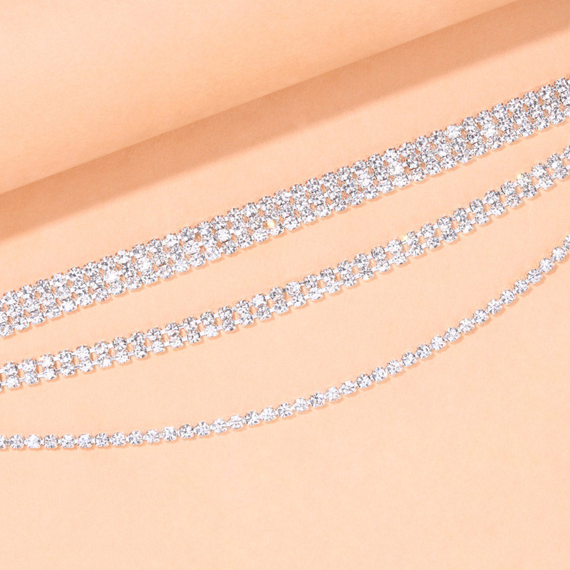 Stonefans Bohomian Multi Layered Rhinestone Chain Anklet pre ženy Móda Trojvrstvový Anklet Náramok Šperky Doplnky