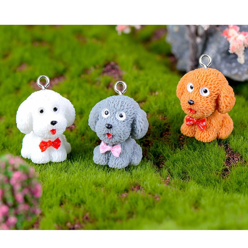 Se amestecă 10 bucăți/pachet Cățeluș Teddy Drăguț din rășină Breloc pentru animale Artizanat pentru cercei pentru animale de companie Breloc Pandantive Fabricare de bijuterii