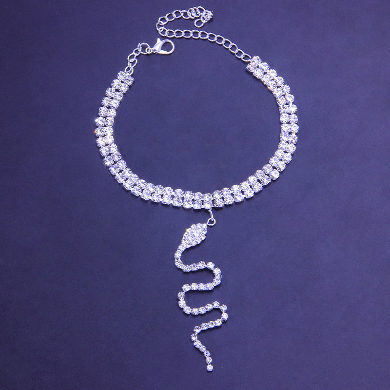 Stonefans Punk șarpe stras gleznă bijuterii cu ridicata pentru femei moda cristal tenis lanț pandantiv glezna picior bijuterii