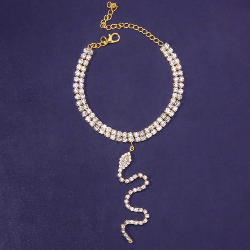 Stonefans Punk șarpe stras gleznă bijuterii cu ridicata pentru femei moda cristal tenis lanț pandantiv glezna picior bijuterii