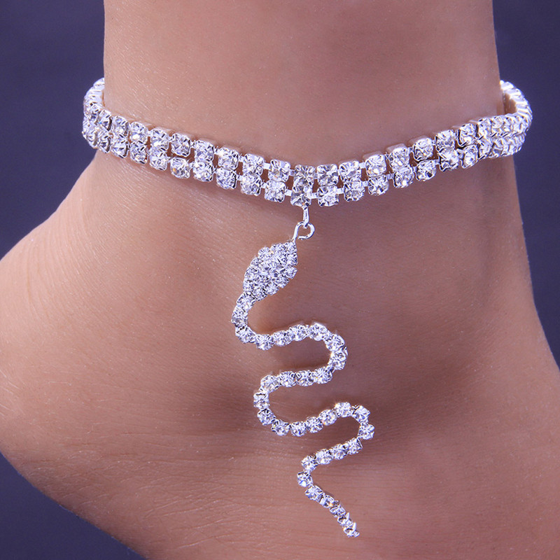 Stonefans Punk șarpe stras gleznă bijuterii cu ridicata pentru femei moda cristal tenis lanț pandantiv glezna picior bijuterii