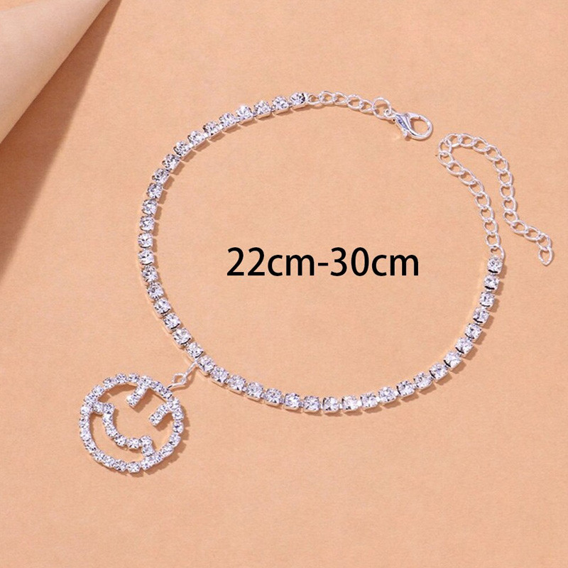 Stonefans Fashion Smiley Face medál strasszos bokalánc nőknek Egyszerű teniszlánc bokalánc karkötő lábdísz ékszer