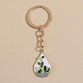 Breloc drăguț emailat cu plante verzi Breloc cu frunze de cactus Breloc Vază Cadouri pentru femei Bărbați Accesoriu geantă Chei de mașină Bijuterii