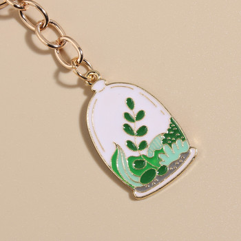 Χαριτωμένο σμάλτο μπρελόκ Πράσινα φυτά Μπρελόκ Μπρελόκ Φύλλα Κάκτου Μπρελόκ Βάζο Δώρα για Γυναίκες Ανδρικές τσάντες Αξεσουάρ Κλειδιά αυτοκινήτου Κοσμήματα