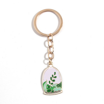 Breloc drăguț emailat cu plante verzi Breloc cu frunze de cactus Breloc Vază Cadouri pentru femei Bărbați Accesoriu geantă Chei de mașină Bijuterii