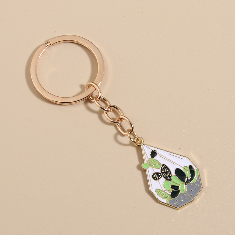 Breloc drăguț emailat cu plante verzi Breloc cu frunze de cactus Breloc Vază Cadouri pentru femei Bărbați Accesoriu geantă Chei de mașină Bijuterii