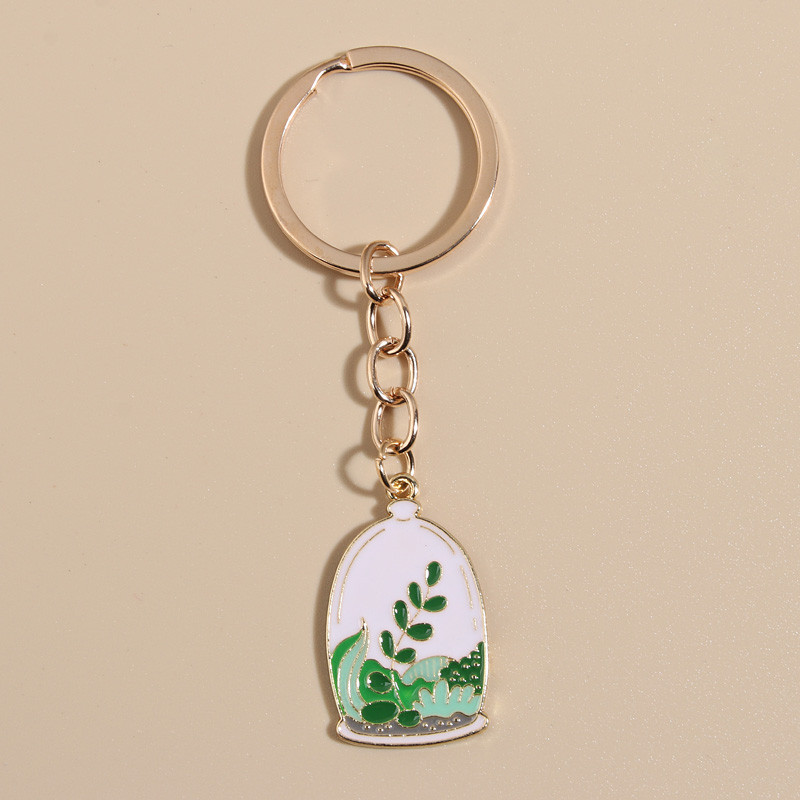 Breloc drăguț emailat cu plante verzi Breloc cu frunze de cactus Breloc Vază Cadouri pentru femei Bărbați Accesoriu geantă Chei de mașină Bijuterii