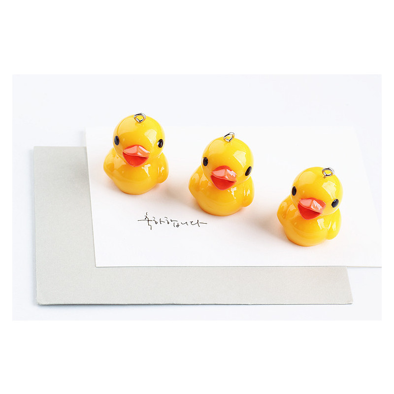 10 buc. Brelocuri de cercei drăguț din rășină de rață galbenă, descoperiri de bricolaj, Kawaii, 3D, breloc pentru telefon, brățări pandantiv pentru fabricarea de bijuterii F471