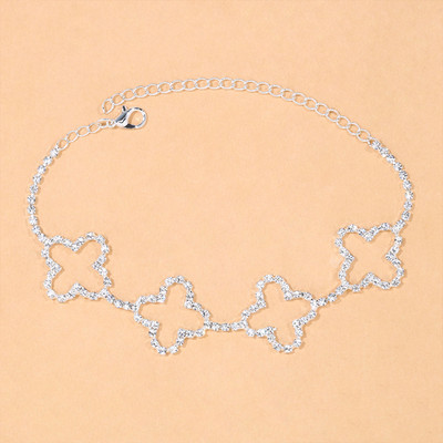 Stonefans Brățară de gleznă cu stras în formă de floare Boho scobită pentru femei, lanț pentru picioare de cristal, bijuterii, accesorii de plajă