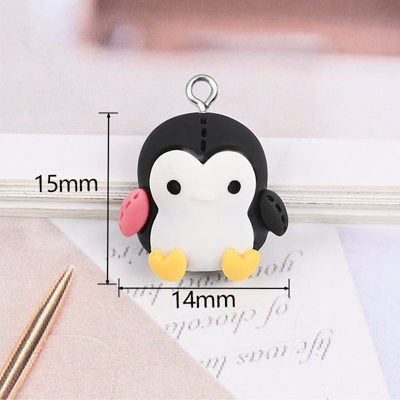 Amestecați 10 buc/pachet Broasca din rășină Pinguin Urs Breloc drăguț pandantive cu animale din desene animate pentru cercei, brățări, breloc, decorațiuni, bijuterii DIY