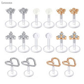 Leosoxs 18 buc. Set combinat nou transparent, tijă moale pentru buze, unghii, flori de dragoste, bijuterii acrilice pentru piercing pentru unghii