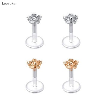 Leosoxs 18 τμχ Νέο συνδυαστικό σετ Διαφανές Soft Rod Lip Nail Love Flower Ακρυλικό Κόσμημα για τρύπημα στα χείλη