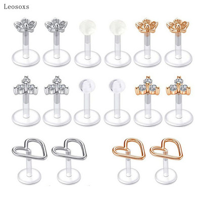 Leosoxs 18 buc. Set combinat nou transparent, tijă moale pentru buze, unghii, flori de dragoste, bijuterii acrilice pentru piercing pentru unghii