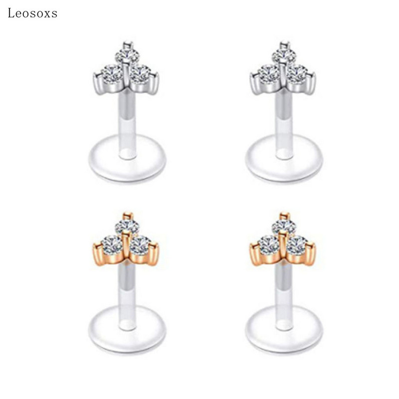 Leosoxs 18 buc. Set combinat nou transparent, tijă moale pentru buze, unghii, flori de dragoste, bijuterii acrilice pentru piercing pentru unghii