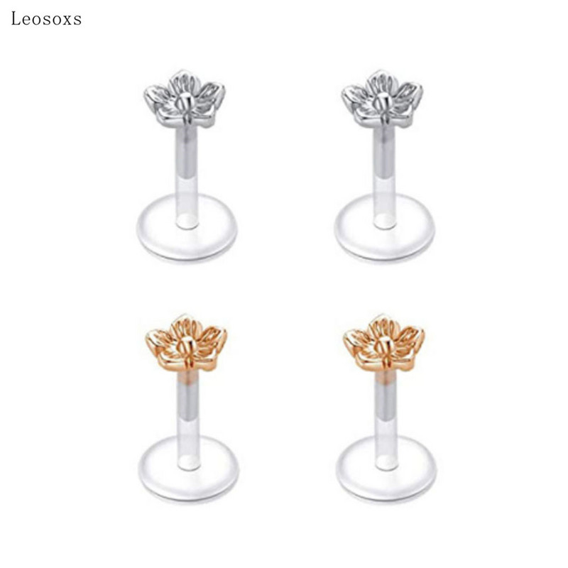 Leosoxs 18 buc. Set combinat nou transparent, tijă moale pentru buze, unghii, flori de dragoste, bijuterii acrilice pentru piercing pentru unghii
