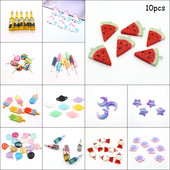 10 τμχ/ παρτίδα Μπουκάλι κρασιού Καρπούζι Lollipop Food Charms Σκουλαρίκια με ρητίνη Μενταγιόν Αξεσουάρ Anime Moon Star Keychain DIY Jewelry Make