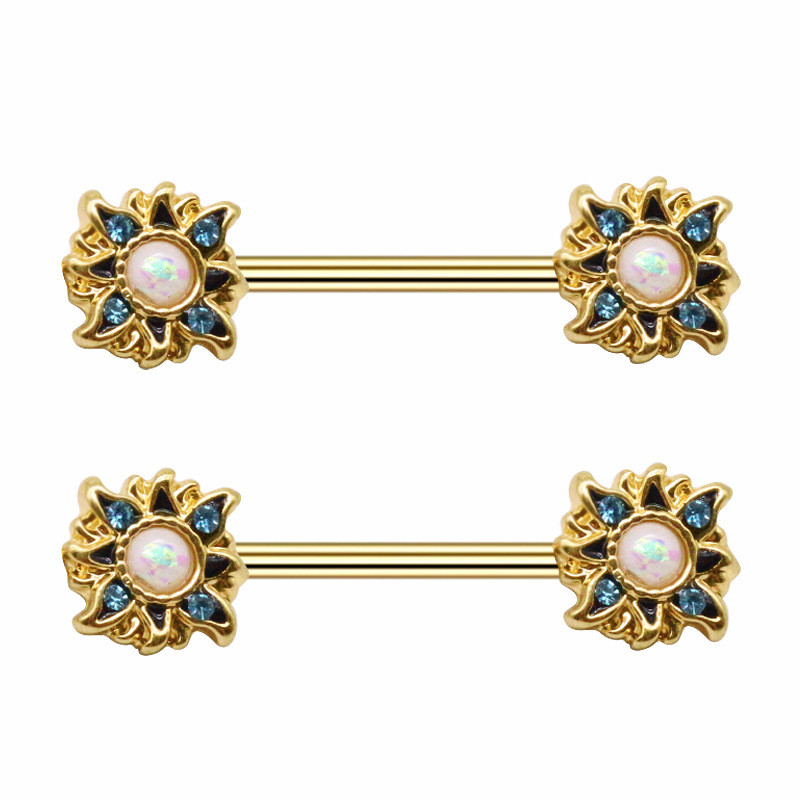 Leosoxs 1 pereche de inel pentru piept de soare european și american, bijuterii pentru piept din oțel inoxidabil, piercing pentru corp.