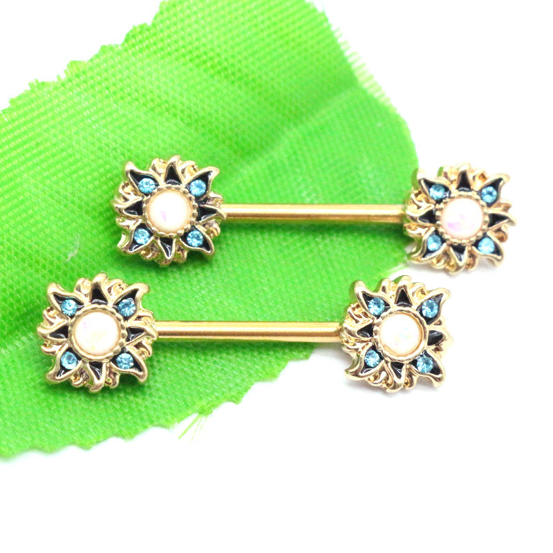 Leosoxs 1 pereche de inel pentru piept de soare european și american, bijuterii pentru piept din oțel inoxidabil, piercing pentru corp.