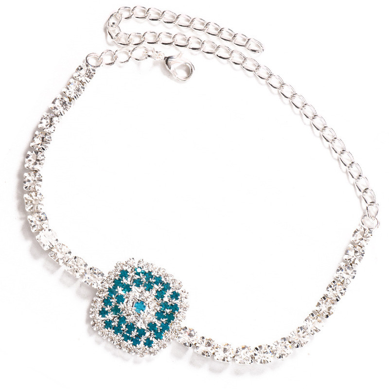 Stonefans Bohomian Rhinestone Square Shape Ankle Narukvice za žene Blue Crystal Barefoot Gležnjače Nakit Lanac za plažu