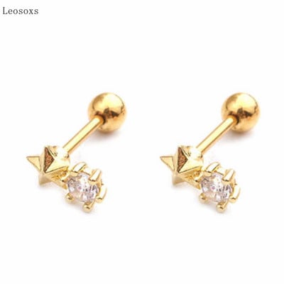 Leosoxs 2 buc. Bijuterii cu străpuns cu stea cu cinci colțuri, personalizate, cu zircon, 2 buc