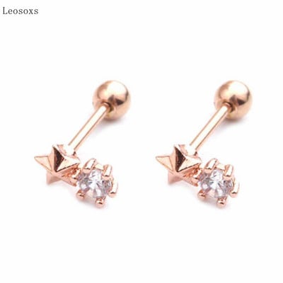 Leosoxs 2 buc. Bijuterii cu străpuns cu stea cu cinci colțuri, personalizate, cu zircon, 2 buc