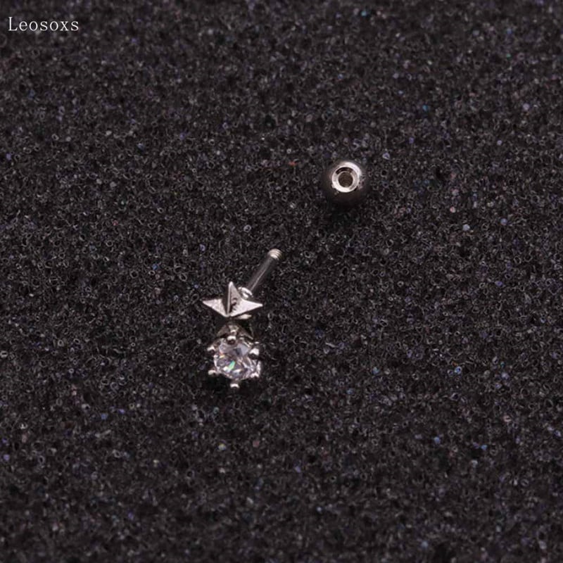 Leosoxs 2 buc. Bijuterii cu străpuns cu stea cu cinci colțuri, personalizate, cu zircon, 2 buc