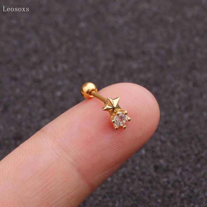 Leosoxs 2 buc. Bijuterii cu străpuns cu stea cu cinci colțuri, personalizate, cu zircon, 2 buc