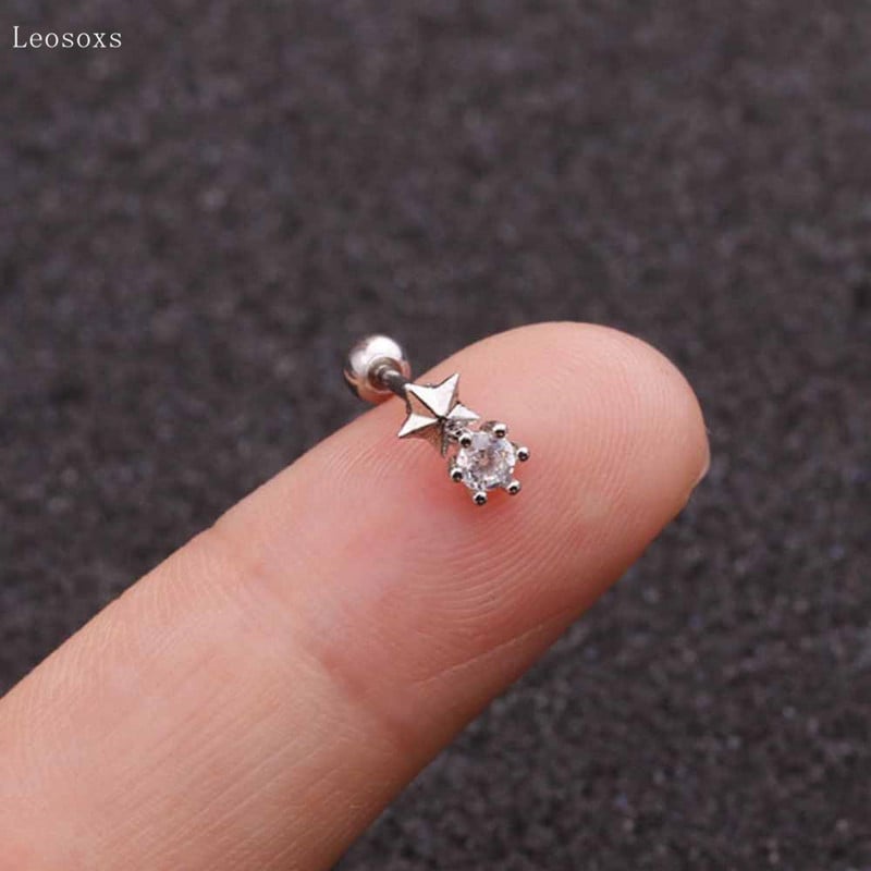 Leosoxs 2 buc. Bijuterii cu străpuns cu stea cu cinci colțuri, personalizate, cu zircon, 2 buc