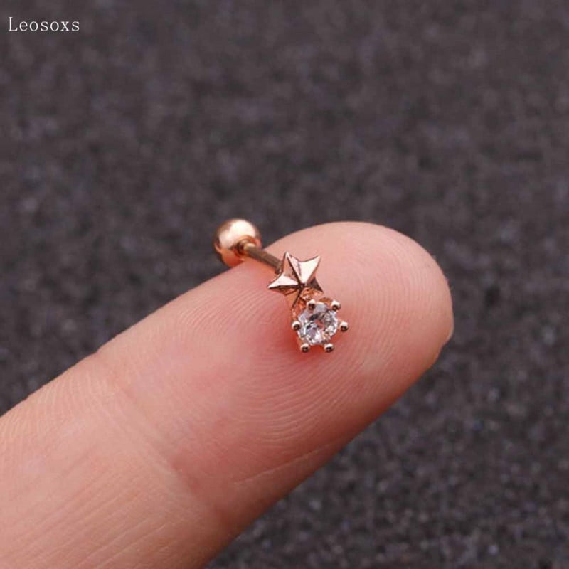 Leosoxs 2 buc. Bijuterii cu străpuns cu stea cu cinci colțuri, personalizate, cu zircon, 2 buc