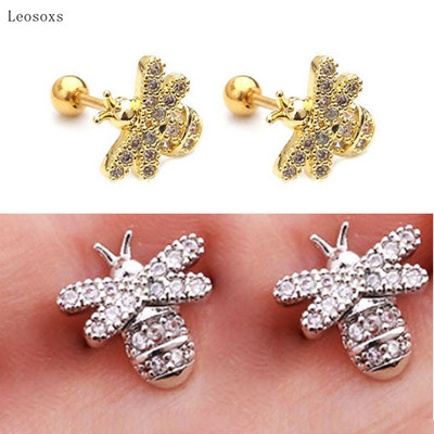 Leosoxs 2 τμχ Hot New Style Mini Cute Bee Thin Rod Ear Bone Piercing Jewelry