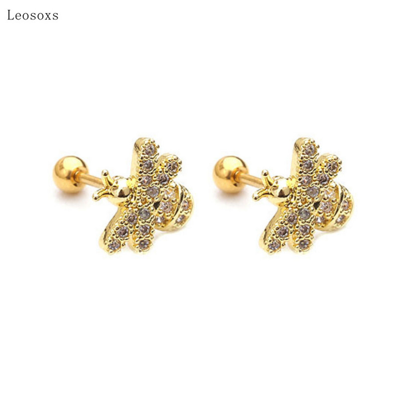 Leosoxs 2db Hot New Style Mini Cute Bee Vékony Rúd Fül Csont Piercing Ékszer