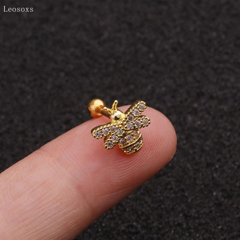 Leosoxs 2db Hot New Style Mini Cute Bee Vékony Rúd Fül Csont Piercing Ékszer