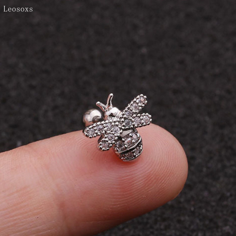 Leosoxs 2db Hot New Style Mini Cute Bee Vékony Rúd Fül Csont Piercing Ékszer