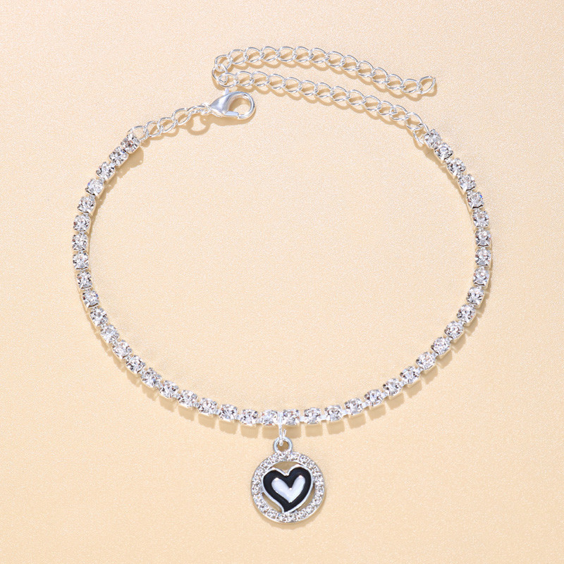 Stonefans Fashion Strass Cerc Inimă Pandantiv gleznă pentru femei Boho Vară Tenis de plajă Brățară cu lanț de gleznă Bijuterii pentru picioare