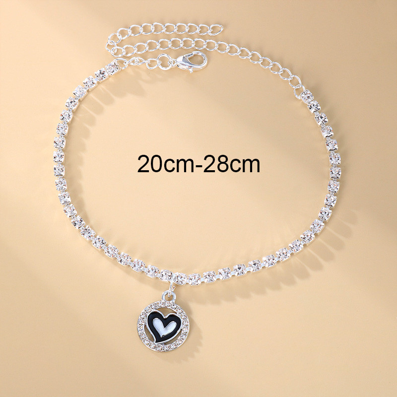 Stonefans Fashion Strass Cerc Inimă Pandantiv gleznă pentru femei Boho Vară Tenis de plajă Brățară cu lanț de gleznă Bijuterii pentru picioare