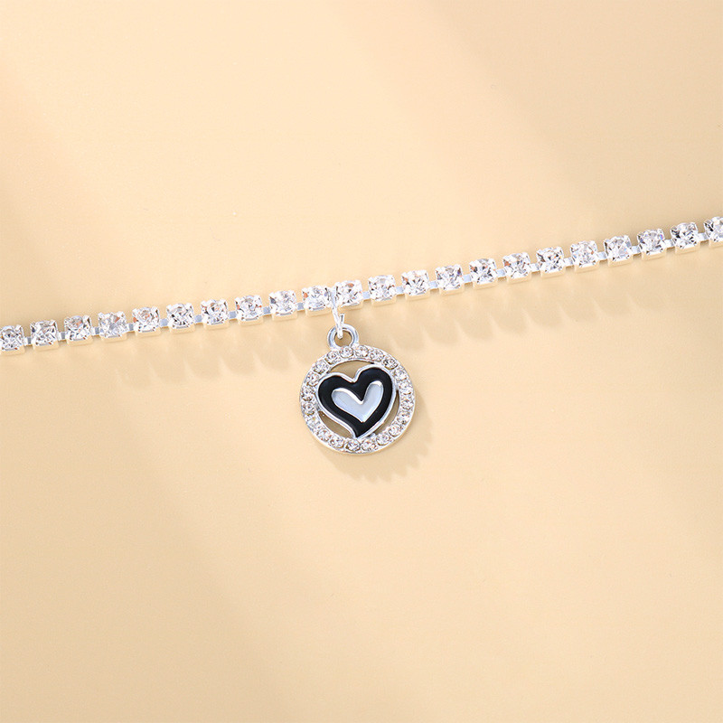 Stonefans Fashion Strass Cerc Inimă Pandantiv gleznă pentru femei Boho Vară Tenis de plajă Brățară cu lanț de gleznă Bijuterii pentru picioare