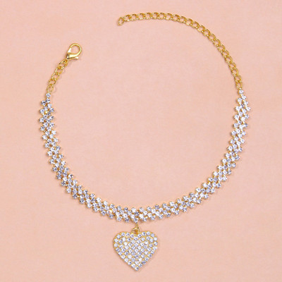 Stonefans Rhombus Strass Lanț inimă gleznă cu ridicata pentru femei Fashion Love Pandantiv gleznă brățară picior lanț bijuterii