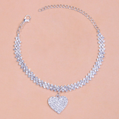 Stonefans Rhombus Strass Lanț inimă gleznă cu ridicata pentru femei Fashion Love Pandantiv gleznă brățară picior lanț bijuterii
