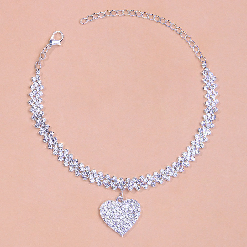 Stonefans Rhombus Strass Lanț inimă gleznă cu ridicata pentru femei Fashion Love Pandantiv gleznă brățară picior lanț bijuterii