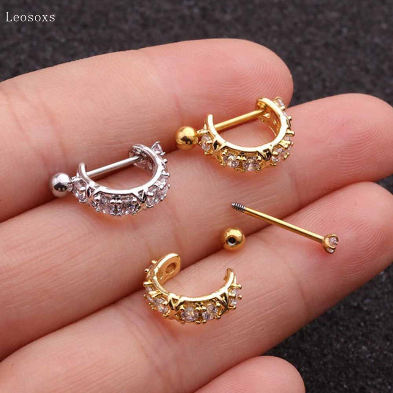 Leosoxs 2db új egyszerű fülcsont köröm Exquisite piercing ékszerezüst