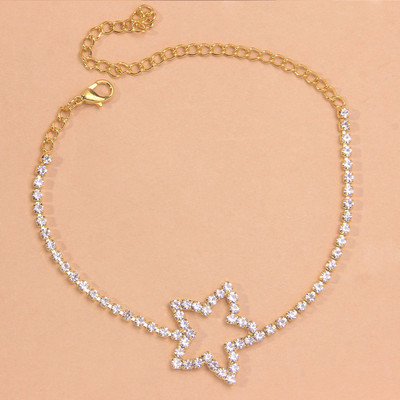 Stonefans Fashion Hollow Star gleznă lanț de picior cu stras pentru femei, vară, tenis de plajă, gleznă, brățară, sandale, bijuterii de cristal