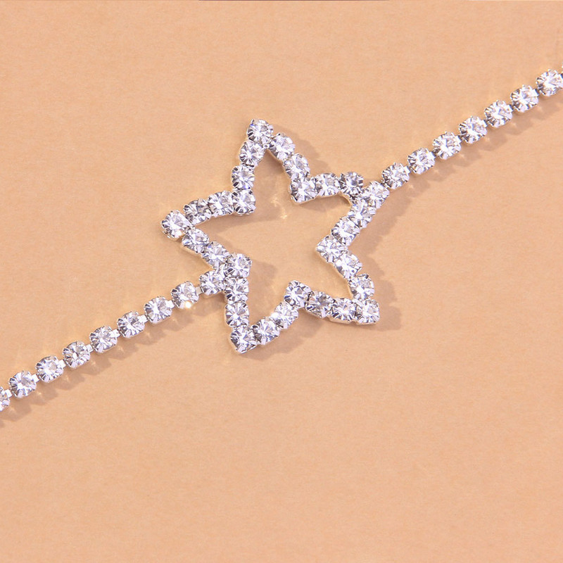 Stonefans Fashion Hollow Star gleznă lanț de picior cu stras pentru femei, vară, tenis de plajă, gleznă, brățară, sandale, bijuterii de cristal