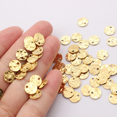10 bucăți din oțel inoxidabil, auriu, 8 mm, 10 mm, 12 mm, brelocuri rotunde ciocănite, cercei, pandantiv pentru cercei DIY, fabricarea de bijuterii