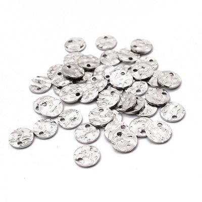 10 bucăți din oțel inoxidabil, auriu, 8 mm, 10 mm, 12 mm, brelocuri rotunde ciocănite, cercei, pandantiv pentru cercei DIY, fabricarea de bijuterii