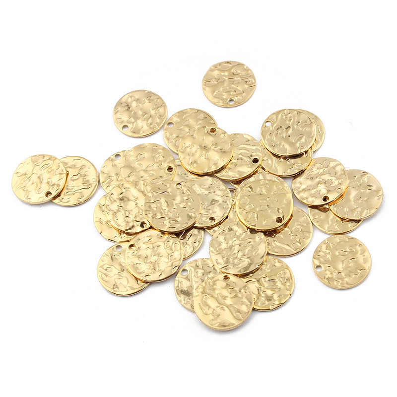 10 bucăți din oțel inoxidabil, auriu, 8 mm, 10 mm, 12 mm, brelocuri rotunde ciocănite, cercei, pandantiv pentru cercei DIY, fabricarea de bijuterii