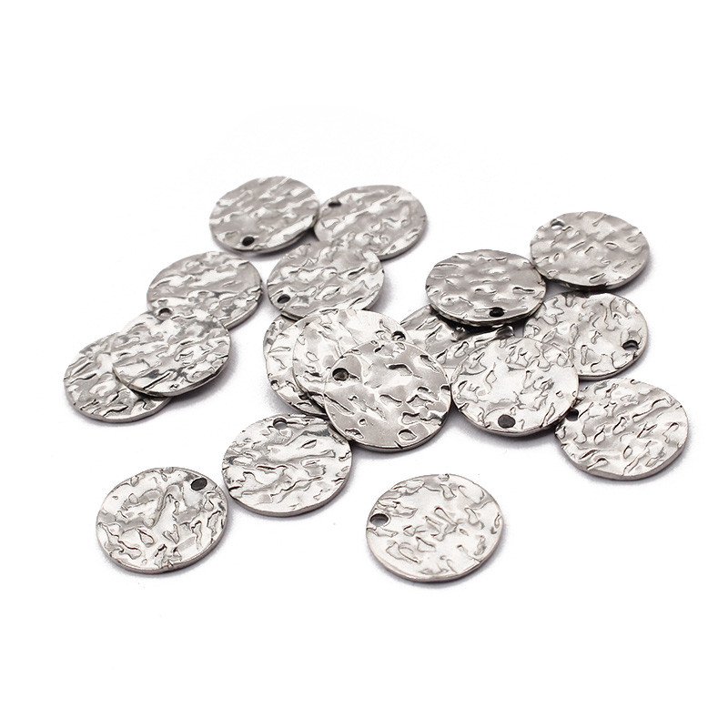 10 bucăți din oțel inoxidabil, auriu, 8 mm, 10 mm, 12 mm, brelocuri rotunde ciocănite, cercei, pandantiv pentru cercei DIY, fabricarea de bijuterii