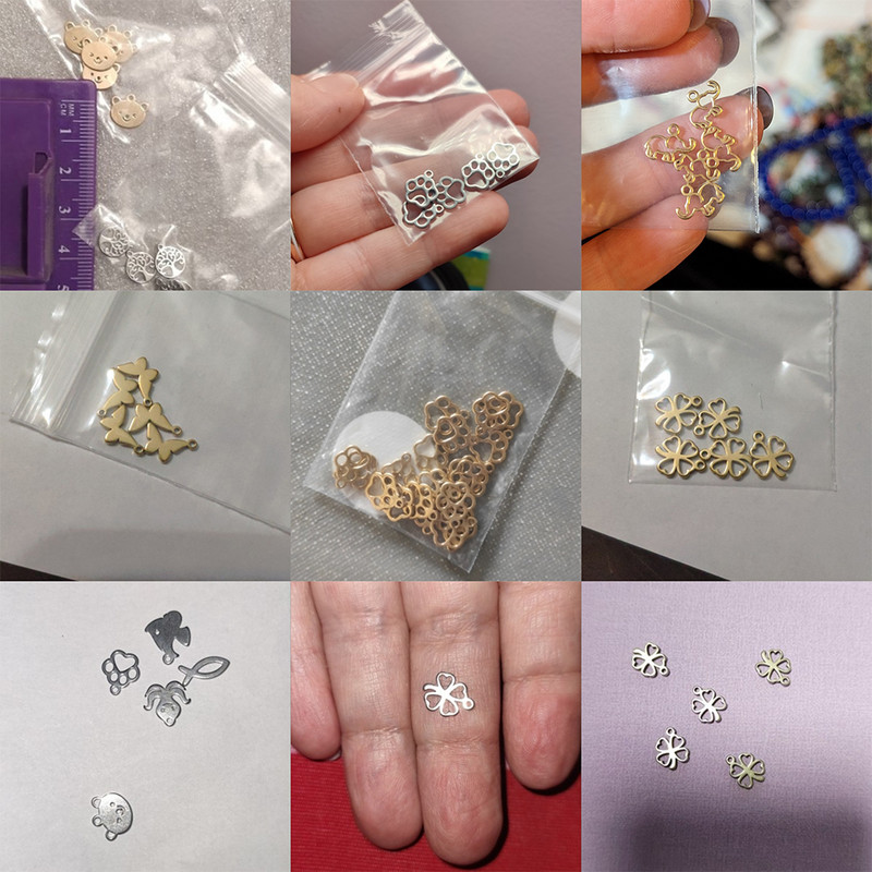 EUEAVAN 5db Animal Charm rozsdamentes acél bűbáj ékszerkészítéshez Kutya Mancs Medve Hal Lóhere Medál Karkötők Barkács kiegészítők